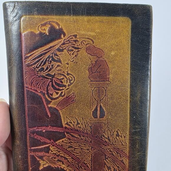 Tooled Embossed Leather Wallet Bi-Fold Checkbook Long Vintage Heritage - Picture 11 of 13